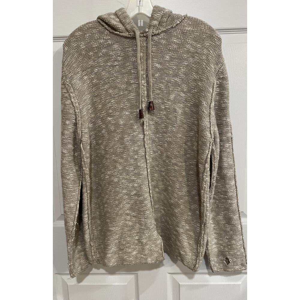 Leif Nelson Mens Knit Hoodie Tan XL Skater Minimalist Hippie Indie Boho Outdoor